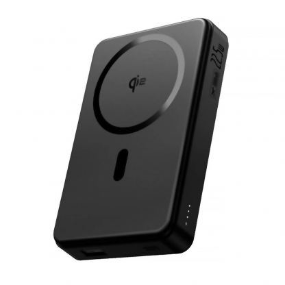 Външна батерия с USB-C порт, USB-A изход, безжично зареждане с MagSafe и вградена поставка (черен) - Baseus Airpow II Qi2 Magnetic Wireless Power Bank 10000 mAh 22.5W (черен)