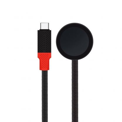 USB-C кабел с магнитен конектор за зареждане на Apple Watch (100 см) - Tactical Recce 3:20 Apple Watch Inductive Cable (черен-червен)