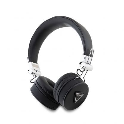 Безжични блутут слушалки с микрофон за мобилни устройства - Guess PU Grained Triangle Logo ENC Bluetooth Headphones (черен)