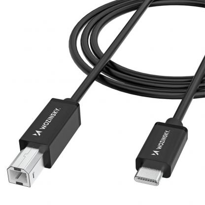 Кабел за принтер и други външни устройства USB-C Male към USB-B Male - Wozinsky USB-C To USB-B 2.0 Printer Cable (черен) (100 см)