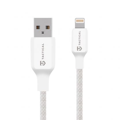 Здрав кабел с въжена оплекта за Apple устройства с Lightning порт - Tactical Stitch Thread USB-A to Lightning Cable 12W (30 см) (бял)