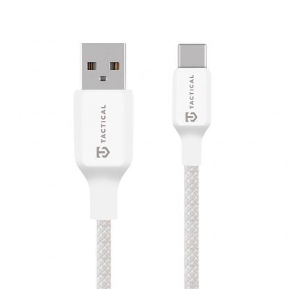 Здрав кабел с въжена оплекта за устройства с USB-C порт - Tactical Stitch Thread USB-A to USB-C Cable 15W (100 см) (бял)