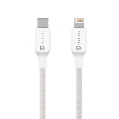Здрав кабел с въжена оплекта за устройства с Lightning порт - Tactical Stitch Thread USB-C to Lightning Cable 27W (100 см) (бял)
