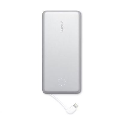 Външна батерия с вграден Ligtning кабел и Lightning вход - Anker PowerCore+ 10000 Pro Power Bank with Lightning Cable 10000mAh (сребрист)