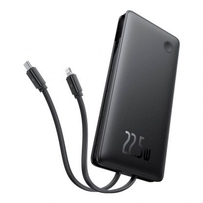 Външна батерия с вградени USB-C и Lightning кабели и USB-C, USB-A портове и технология за бързо зареждане - Baseus Airpow Lite Fast Charging Power Bank 22.5W 10000 mAh (P10067501123-00) (черен)