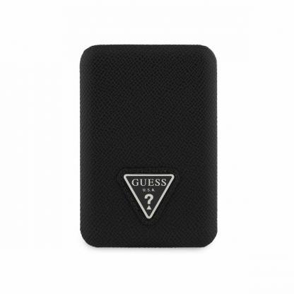 Преносима външна батерия с USB-C порт и безжично зареждане с MagSafe - Guess PU Grained Triangle Logo MagSafe Powerbank 5000 mAh (черен)