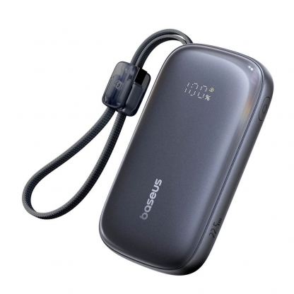 Външна батерия с вграден USB-C и Lightning кабел и USB-C, USB-А портове - Baseus Qpow3 Ultra EnerFill Power Bank With USB-C And Lightning Cable 22.5W 10000mAh (черен)