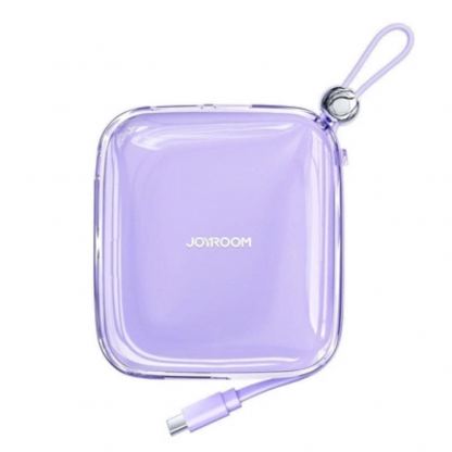 Външна батерия 10000 mAh с вграден Ligtning кабел и USB-C, USB-A и Lightning портове - Joyroom Jelly Power Bank With Lightning Cable 10000mAh (лилав)