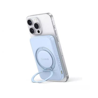 Преносима външна батерия с USB-C порт и безжично зареждане с MagSafe - Baseus PicoGo Qi2 Magnetic Wireless Charging Power Bank 5000 mAh 20W (син)