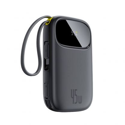 Външна батерия с вграден USB-C и Lightning кабел и USB-C, USB-А портове - Baseus EnerFill FC31 Qpow2 Power Bank With USB-C and Lightning cable 45W 20000 mAh (черен)