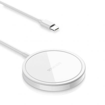Поставка (пад) за безжично зареждане за iPhone с Magsafe - Dux Ducis USB-C Magnetic Wireless Qi Charger 15W (бял)
