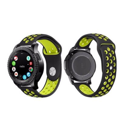 Силиконова каишка за Samsung Galaxy Watch, Huawei Watch, Xiaomi, Garmin и други часовници с 20мм захват - Tactical 195 Double Silicone Band 20mm (черен-жълт)