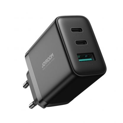 Захранване за ел. мрежа с USB-A и 2xUSB-C изходи с технология за бързо зареждане - Joyroom 2C1A Fast Wall Charger 32W (черен)