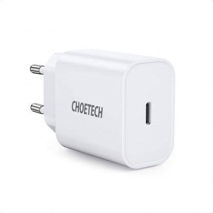 Захранване за ел. мрежа 20W с USB-C изход и технология за бързо зареждане (бял) - Choetech Wall Charger USB-C 20W PD (bulk)