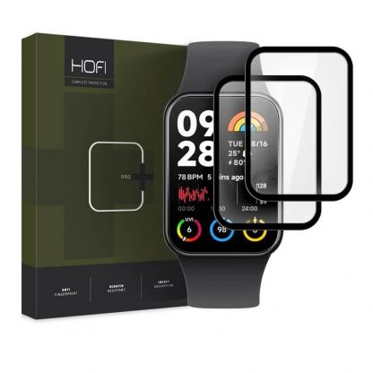 2 броя калено стъклено защитно покритие на Xiaomi Smart Band 8 Pro - Hofi Glass Pro Plus Screen Protector (черен-прозрачен)