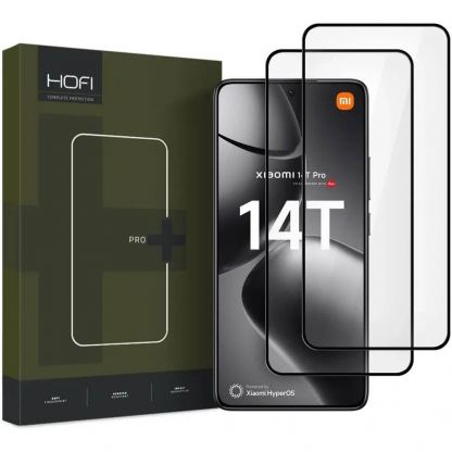 2 броя калени стъклени защитни покрития за дисплея на Xiaomi Redmi 14T / 14T Pro - Hofi Glass Pro Plus Tempered Glass 2.5D 2 Pack (черен-прозрачен)