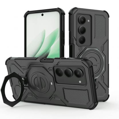 Хибриден удароустойчив кейс с вградена поставка за Xiaomi Redmi 15 4G, Redmi 15 5G - Techsuit Carbon Shield Pro Hybrid Case (черен)