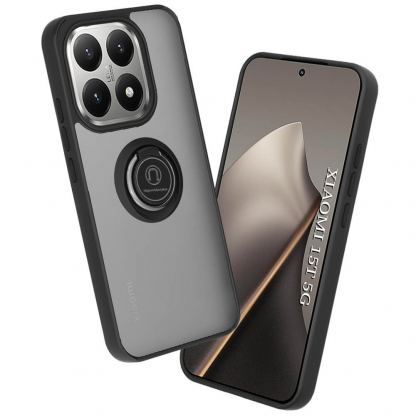 Хибриден удароустойчив кейс с пръстен против изпускане за Xiaomi 15T - Techsuit Glinth Hybrid Case (черен-прозрачен)