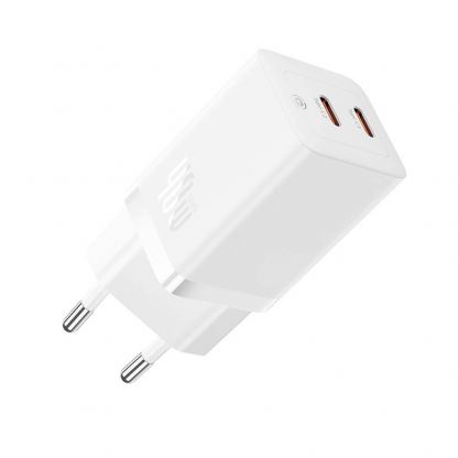 Захранване за ел. мрежа с 2xUSB-C изходи с технология за бързо зареждане - Baseus GaN5 Pro Fast Wall Charger Dual USB-C 40W (P10110804217-Z1) (бял)