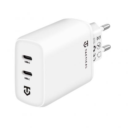 Захранване за ел. мрежа смартфони и таблети с 2xUSB-C изхода и с технология за бързо зареждане - Tactical Base Plug  Dual Travel Wall Charger 40W (бял)