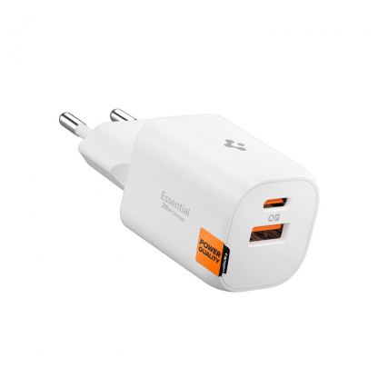 Захранване за ел. мрежа с USB-A и USB-C изходи и технология за бързо зареждане - Spigen Essential 35W Wall Charger EE352EU (бял)