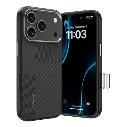 Удароустойчив кевларен кейс с MagSafe за iPhone 17 Pro -  Benks Magnetic Armor Pro Montage Kevlar Metal Frame Camera Control Case 600D and 1500D (черен)