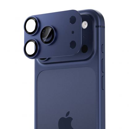 Предпазни стъклени лещи с цяла метална плочка за камерата на iPhone 17 Pro - Benks Glass Warrior Metal Lens Protector Tempered Glass (син)