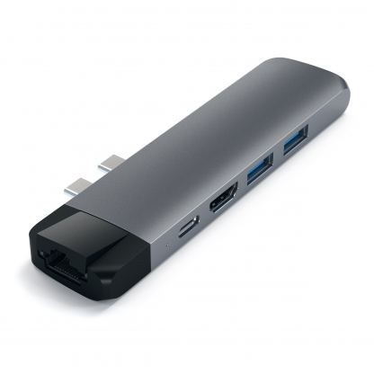 Satechi USB-C Pro USB Hub HDMI 4K & Ethernet - мултифункционален хъб за свързване на допълнителна периферия за MacBook Pro (тъмносив)