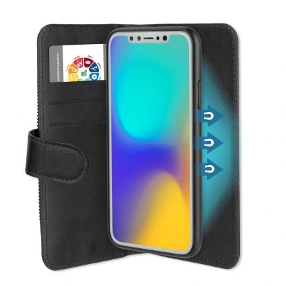 4smarts Ultimag 2in1 Flip Wallet and Car Case - кожен калъф и кейс с магнитно захващане за iPhone XS, iPhone X (черен)