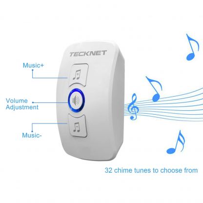 TeckNet WA659 Twin Plug-In Wireless Doorbell - безжичен звънец за входна врата (бял)