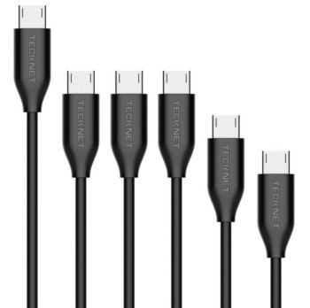 Tecknet PU001 6-pack microUSB Cables - комплект 6 броя качествени microUSB кабели за устройства с microUSB (различни дължини)