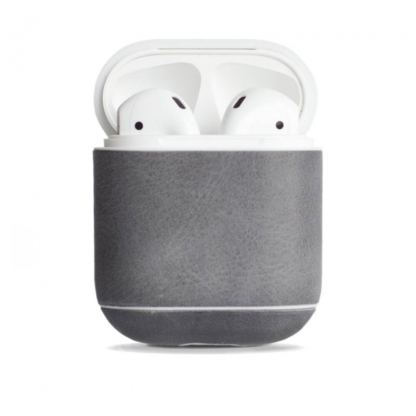 Krusell Sunne Leather Case - кожен кейс (ествествена кожа) за Apple Airpods (сив)