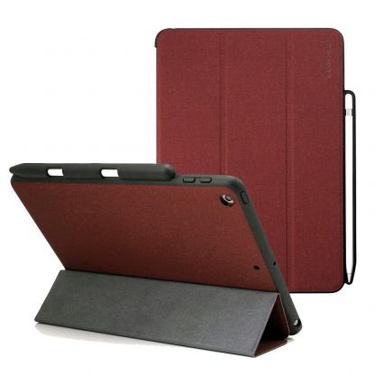 Prodigee Expert Case - кожен калъф, тип папка и поставка за  iPad 6 (2018), iPad 5 (2017) (червен)