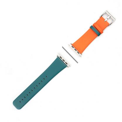 4smarts Leather Duett Wrist Band - кожена каишка за Apple Watch 38мм, 40мм (зелен-оранжев)