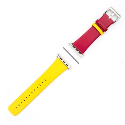 4smarts Leather Duett Wrist Band - кожена каишка за Apple Watch 42мм, 44 мм (жълт-червен)