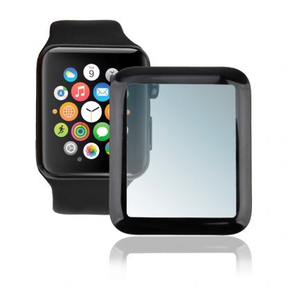 4smarts Second Glass Curved Colour Frame - калено стъклено защитно покритие с извити ръбове за дисплея на Apple Watch Series 3,2,1 (38 mm) (черен-прозрачен)