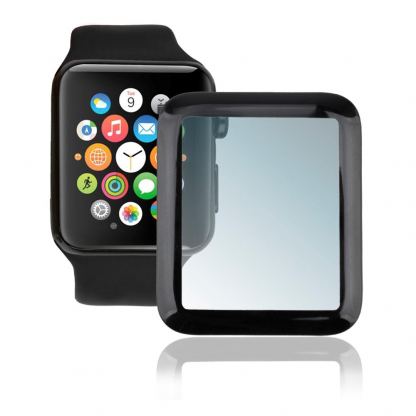 4smarts Second Glass Curved Colour Frame - калено стъклено защитно покритие с извити ръбове за дисплея на Apple Watch Series 3,2,1 (42 mm) (черен-прозрачен)