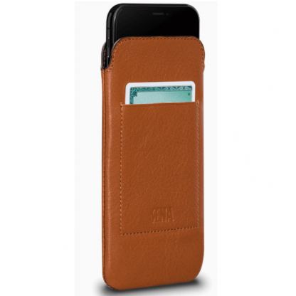 SENA Bence UltrasSlim Wallet - кожен калъф (естествена кожа, ръчна изработка) с джоб за кредитна карта за iPhone XS Max (кафяв)