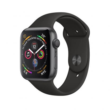 Apple Watch Series 4, 44mm Space Gray Aluminum Case with Black Sport Band - умен часовник от Apple