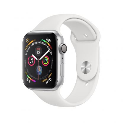 Apple Watch Series 4, 44mm Silver Aluminum Case with White Sport Band - умен часовник от Apple