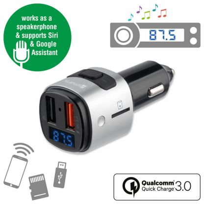 4smarts Media Assist Car Charger with FM Transmitter and Media-In - зарядно за кола (Quick Charge) с трансмитер, MicroSD карта и дисплей (черен)