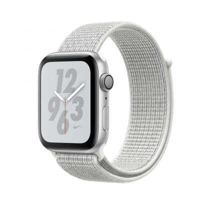 Apple Watch Nike+ Series 4, 40mm Silver Aluminum Case with Summit White Nike Sport Loop, GPS + Cellular - умен часовник от Apple