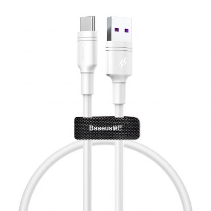 Baseus Double Ring Quick Charge USB-C Cable - бърз USB-C кабел (5A) за устройства с USB-C порт (200 см) (бял)