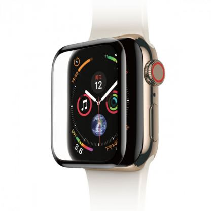 Baseus Full Screen Curved Tempered Glass - калено стъклено защитно покритие с извити ръбове за дисплея на Apple Watch Series 4 (40mm) (черен-прозрачен)