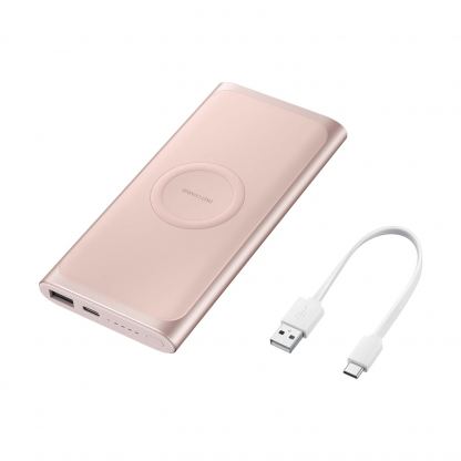 Samsung Wireless Powerbank EB-U1200CP 10000 mAh - външна батерия с безжично зареждане, USB и USB-C изходи (розов)