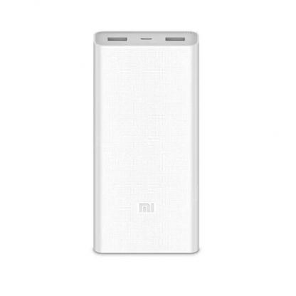 Xiaomi Mi Power Bank PLM06ZM 2C 20000mAh - външна батерия с 2 USB изхода за зареждане на мобилни устройства (бял)