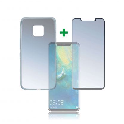 4smarts 360° Case Friendly Premium Protection Set - тънък силиконов кейс и стъклено защитно покритие за дисплея на Huawei Mate 20 Pro (прозрачен)
