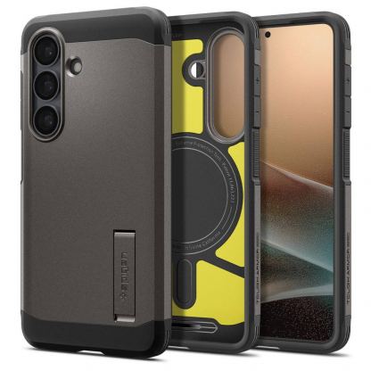 Хибриден кейс с най-висока степен на защита с MagSafe за Samsung Galaxy S26 - Spigen Tough Armor MagSafe Case (тъмносив)
