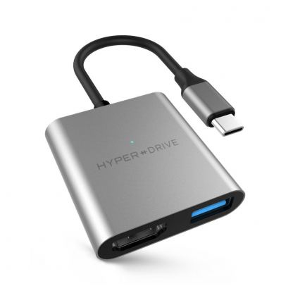 HyperDrive 3-in-1 USB-C Hub - мултифункционален хъб за свързване на допълнителна периферия за MacBook Pro и устройства с USB-C (тъмносив)