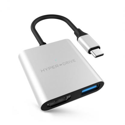 HyperDrive 3-in-1 USB-C Hub - мултифункционален хъб за свързване на допълнителна периферия за MacBook Pro и устройства с USB-C (сребрист)